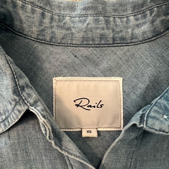 Rails Raw Hem Denim chambray Button Down Shirt size XS - Picture 7 of 14